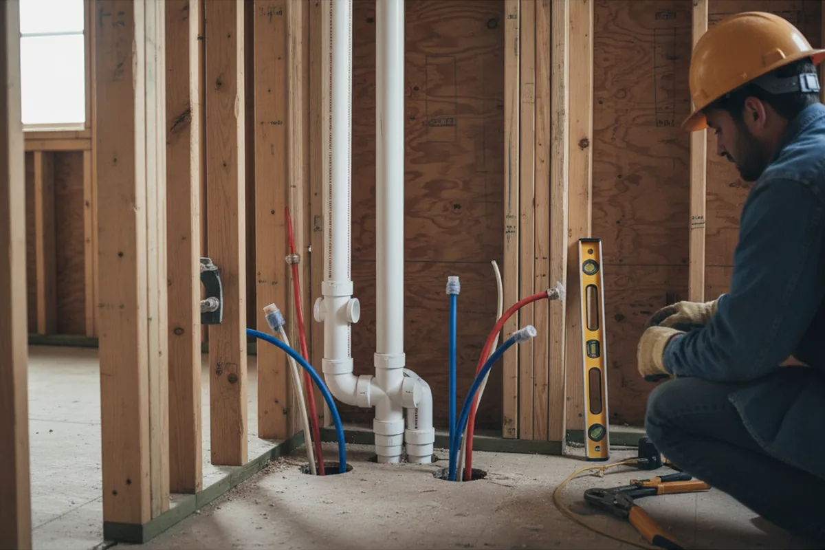 Drain and supply rough-in during Garbage Disposal Repair in Goldsboro